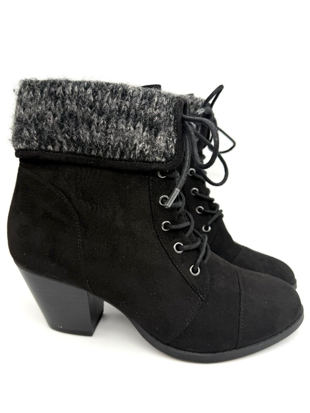 New Torrid Black Faux Suede Ankle Boots with Heel - Size 8